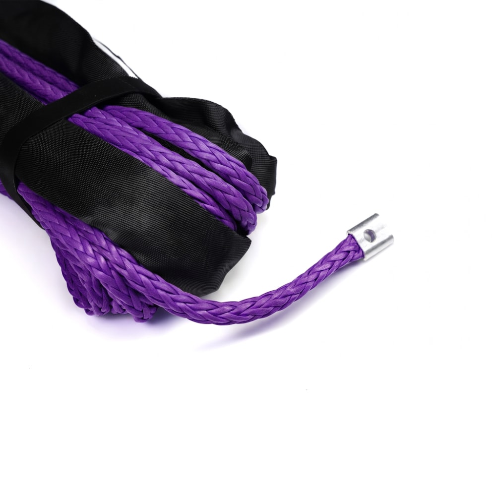 Purple 25 Metre Winch Rope Replacement - Solid Eyelet