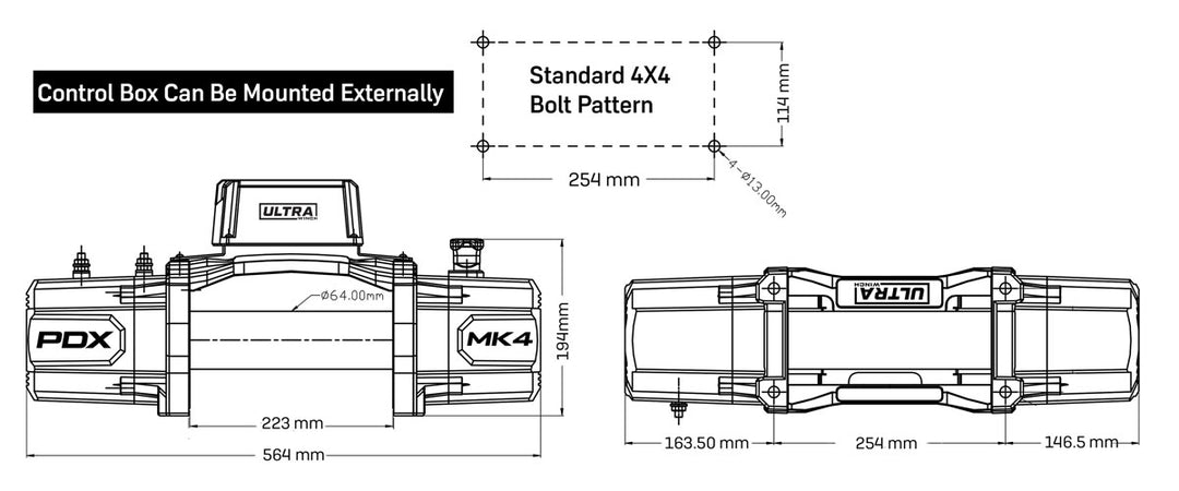 PDX MK4 9.5/12K Premium Electric Winch - 9,500/ 12,000lb