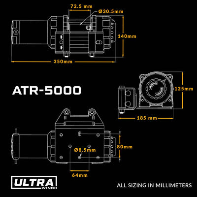 ATR-5000 Premium Electric ATV/UTV/Trailer Winch - 5000lbs